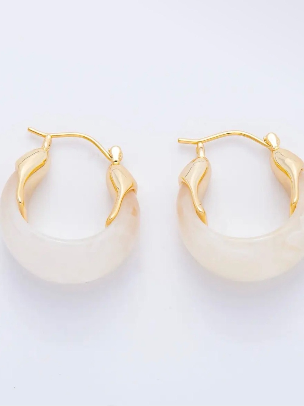 18k gold filled Cream Hoop Earrings - Elegant Women’s Jewelry